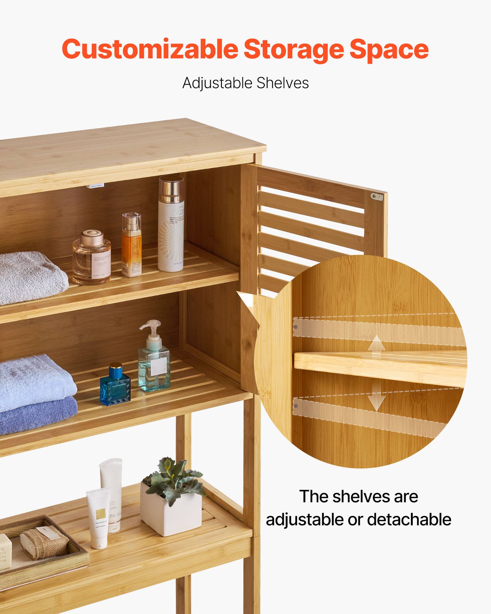 Customizable Storage Space  
Adjustable Shelves  

The shelves are adjustable or detachable