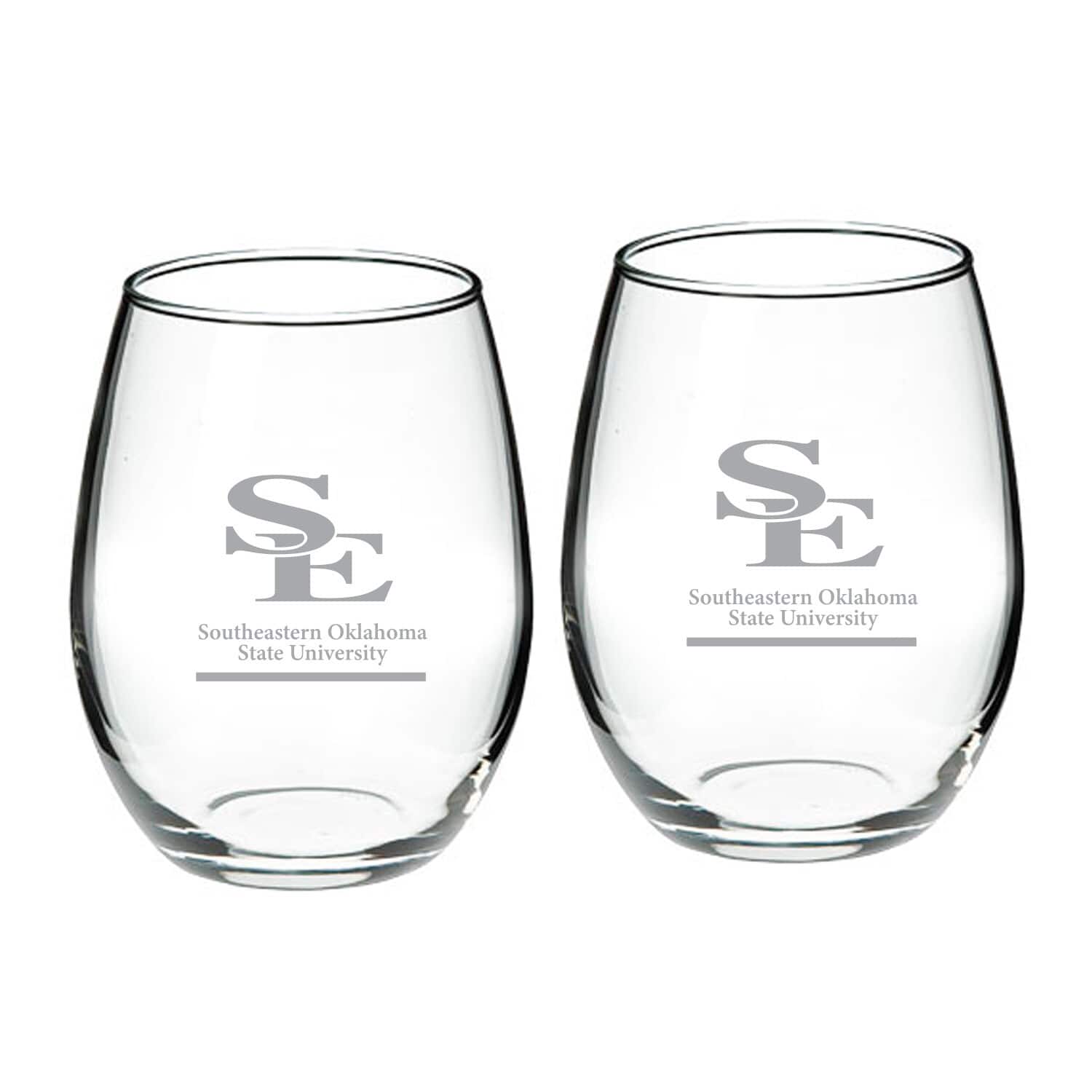 Jardine - Southeastern Oklahoma State Savage Storm 21oz. Two-Piece Stemless Wine Glass Set - Multicolor