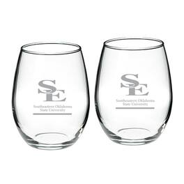 Jardine - Southeastern Oklahoma State Savage Storm 21oz. Two-Piece Stemless Wine Glass Set - Multicolor