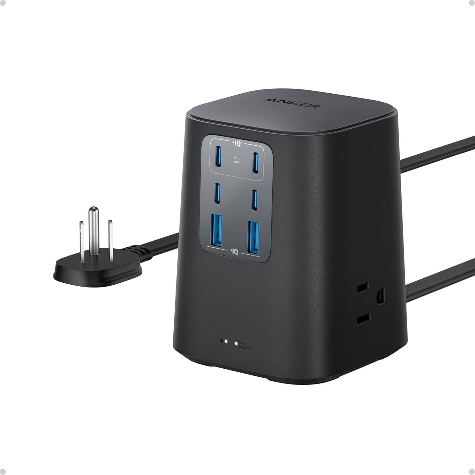 Anker - A91C6 3-Outlet 100W 5 ft. Cord Power Strip - Black
