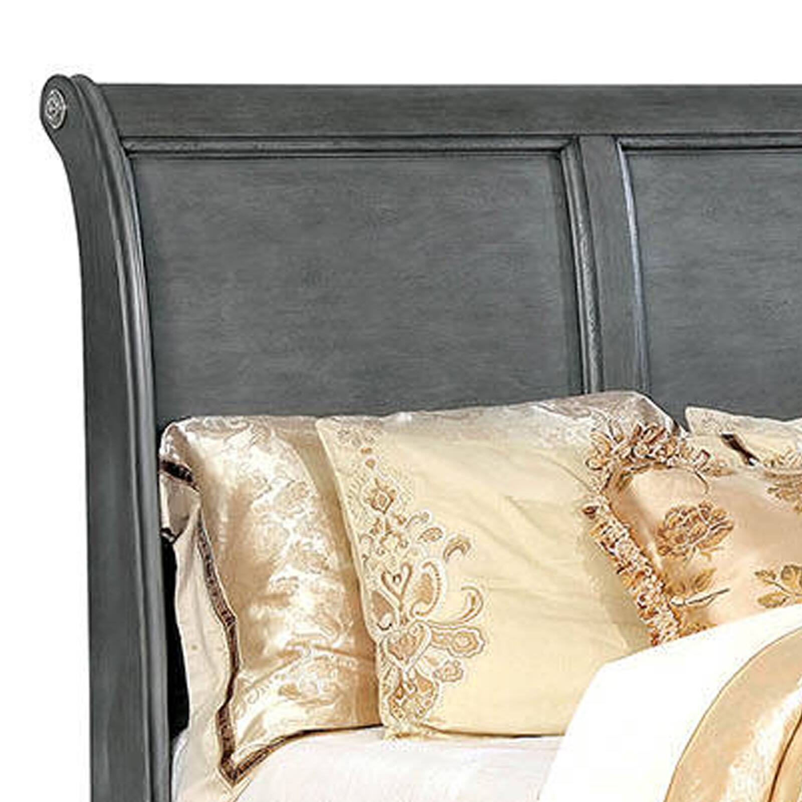 Alt View 3. Manhattan Lane - Transitional California King Wooden Bed with Multiple Bottom Drawers, Gray - Gray.