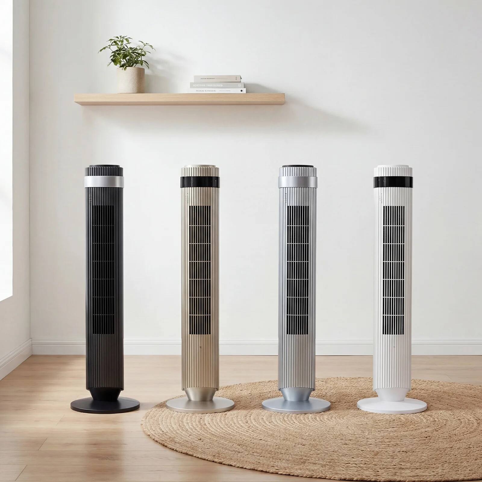 Alt View 4. Sweet - 36" Bladeless Tower Fan with 5 Speeds, 64° Oscillation, Remote Control & 12-Hour Timer - White.