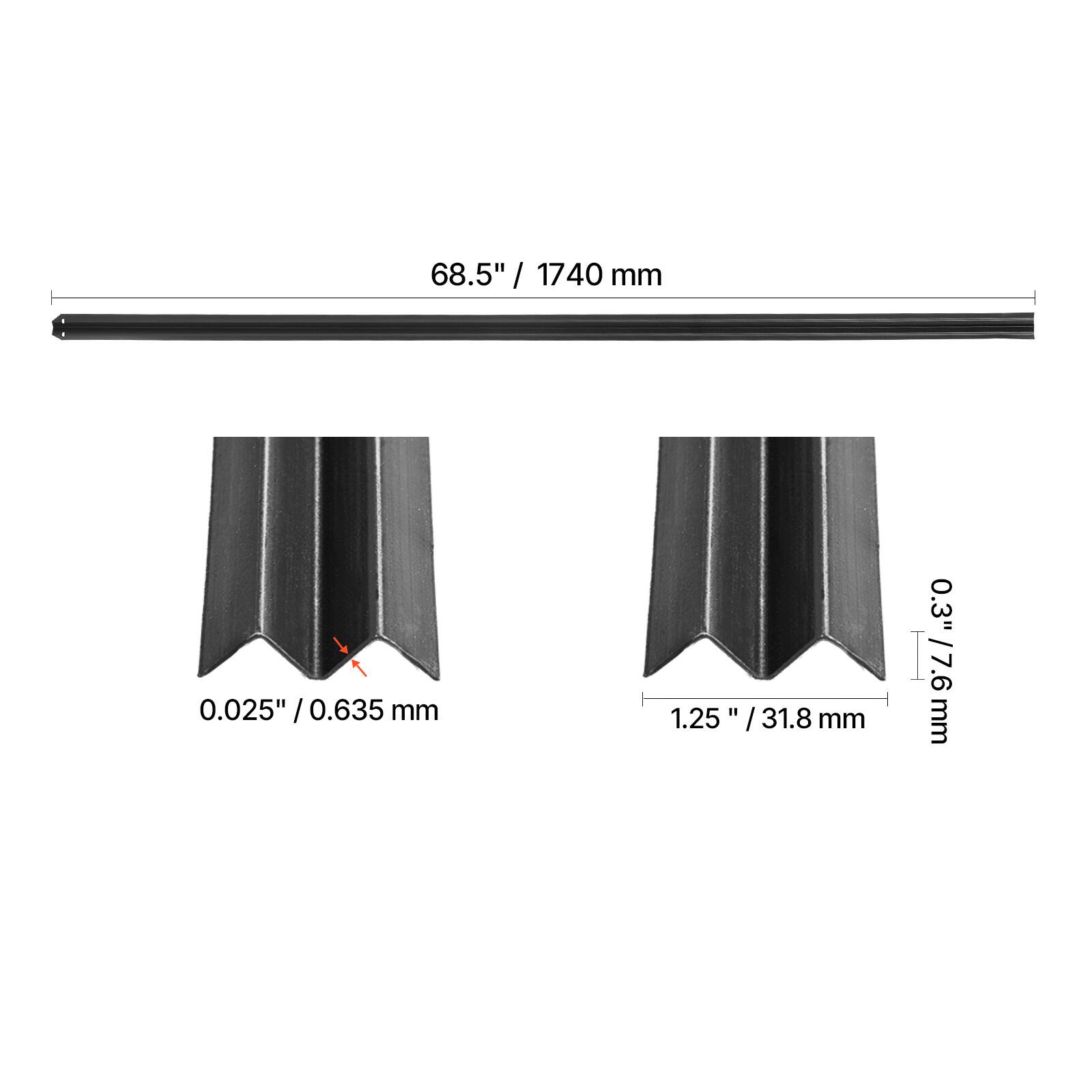 68.5" / 1740 mm  
0.025" / 0.635 mm  
1.25" / 31.8 mm  
0.3" / 7.6 mm