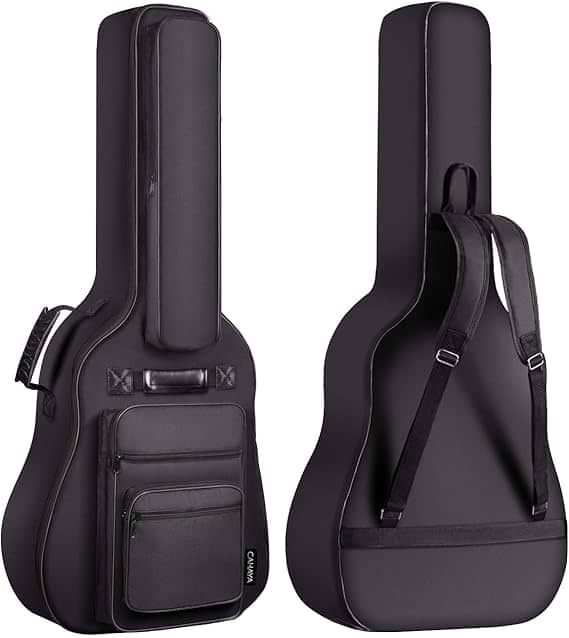 CAHAYA - Acoustic Guitar Bag Thick Padding Waterproof Dual Adjustable Shoulder Strap Guitar Case Gig Bag 40 41 in CY00181 - Black