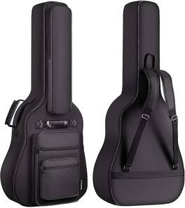 CAHAYA - Acoustic Guitar Bag Thick Padding Waterproof Dual Adjustable Shoulder Strap Guitar Case Gig Bag 40 41 in CY00181 - Black