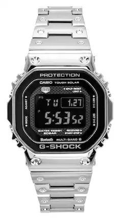 1 DK 1CO PROTECTION CASIO TOUGH SOLAR SHOCK RESIST SPLIT-RESET LIGHT ADJUST MODE PS TO 1.27 SET D P 5:5352 SET 52 + WATER RESIST RECEIVING 20BAR START-STOP Bluetooth MULTI BAND 6 G-SHOCK 8