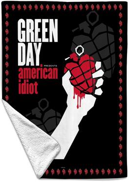 PopMarket - Green Day - Rocksax - Green Day - American Idiot Border - Sherpa Fleece Throw (50 in x 60 in) - Multicolor