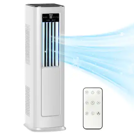 Front. Airplus - Airplus 12000 BTU Tower Portable Air Conditioner with Dehumidifier, Remote, 360° Wheels, White.