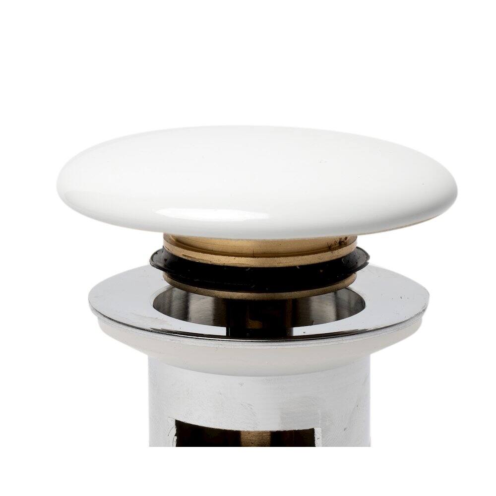 Alt View 1. Alfi - White Ceramic Mushroom Top Pop Up Drain for Sinks with Overflow - White.