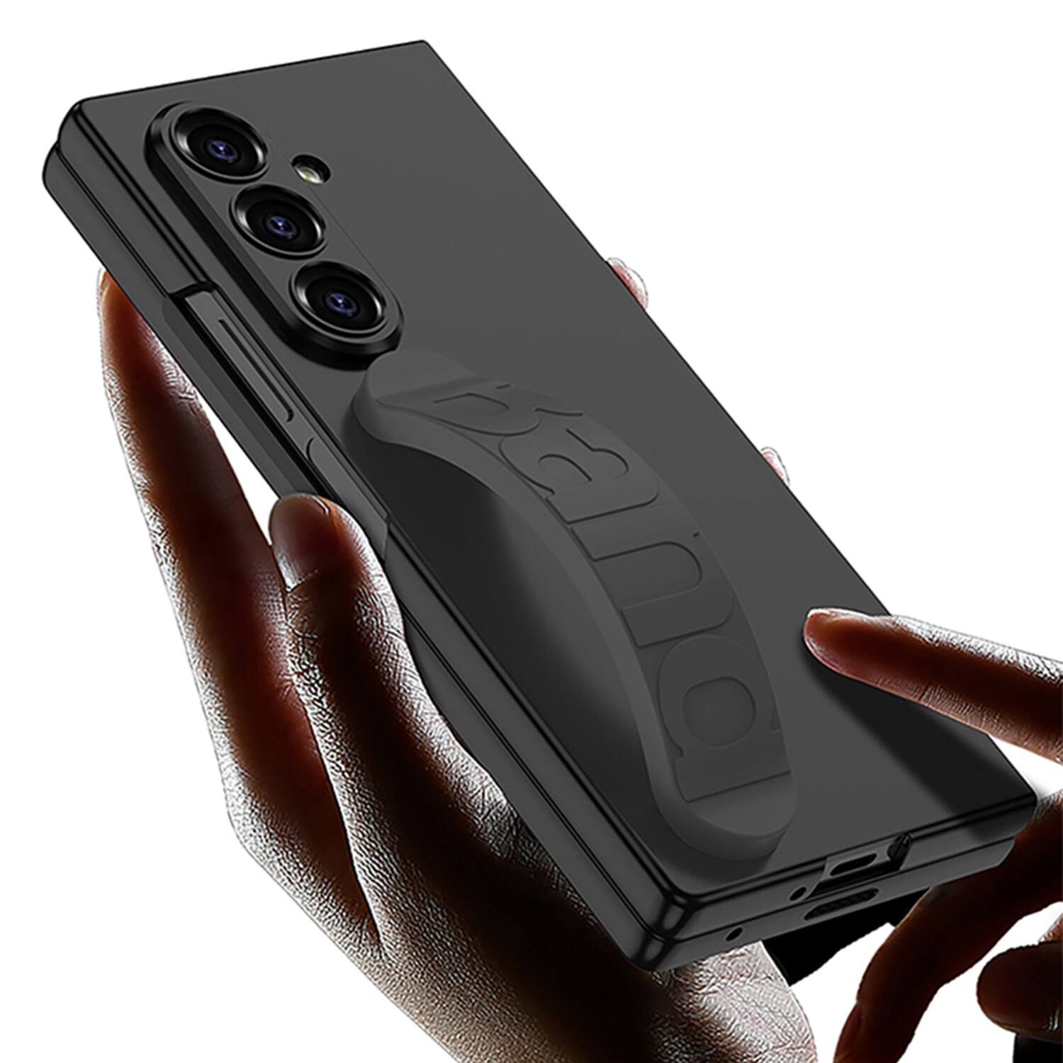 Alt View 1. Dteck - for Samsung Galaxy Z Fold8 Ultra Slim Case Built-in Tempered Glass Screen Protector,Silicone Side Strap Shockproof Cover - Black.