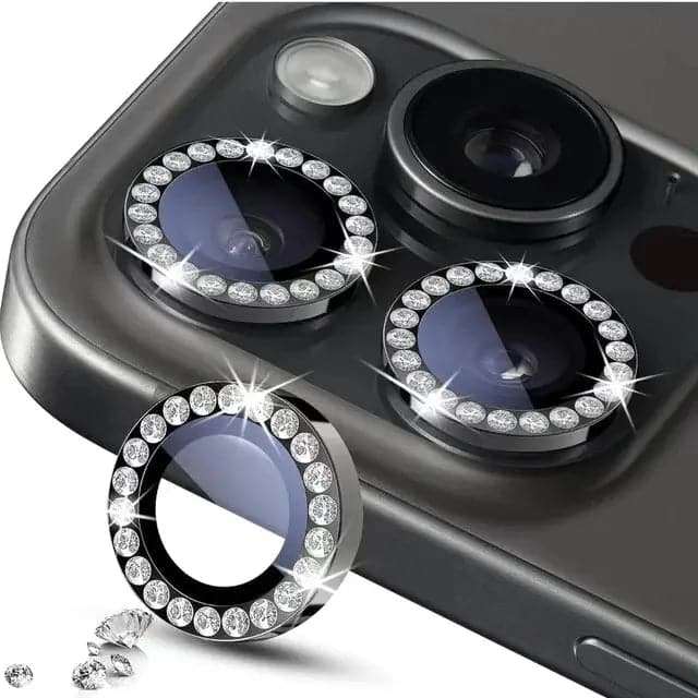 Entronix - Camera Lens Protector Compatible with iPhone 18 Pro Max/18 Pro/17 Pro Max/17 Pro - Luxury Diamond Metal Cover - Black
