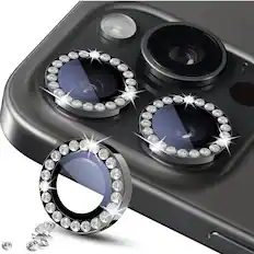 Front. Entronix - Entronix Camera Lens Protector Compatible with iPhone 18 Pro Max/18 Pro/17 Pro Max/17 Pro - Luxury Diamond Metal Cover - Black.