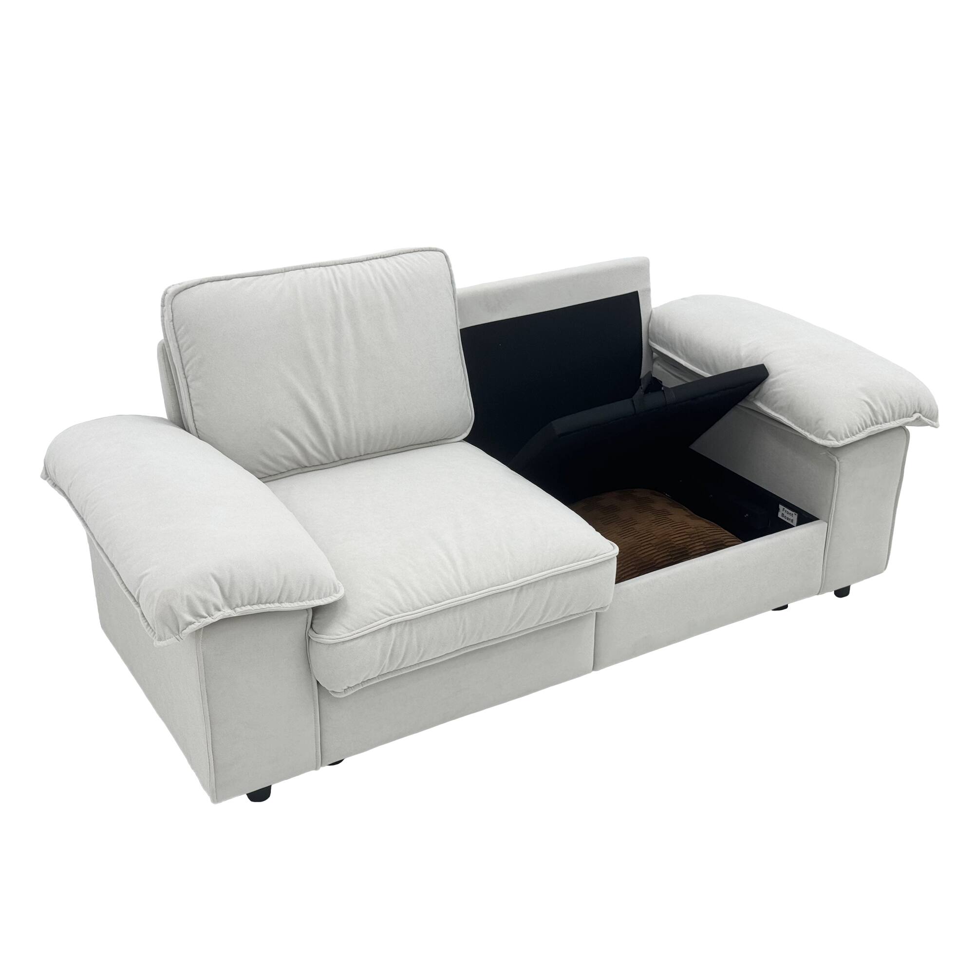Alt View 2. Anysun - 78.7" Velvet 2-Seat Storage Loveseat - Space-Saving Compact Couch for Small Apartments. - White.