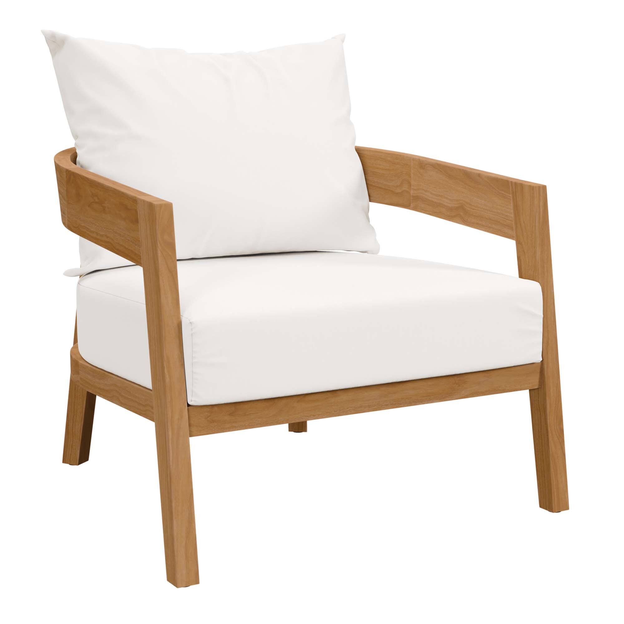 Brisbane Teak Wood Outdoor Patio Armchair by Modway - Natural White