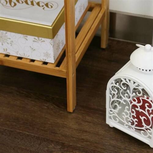 Back. SlickBlue - 4-Tier Solid Wood Bathroom Shelving Unit for Storage - Natural.