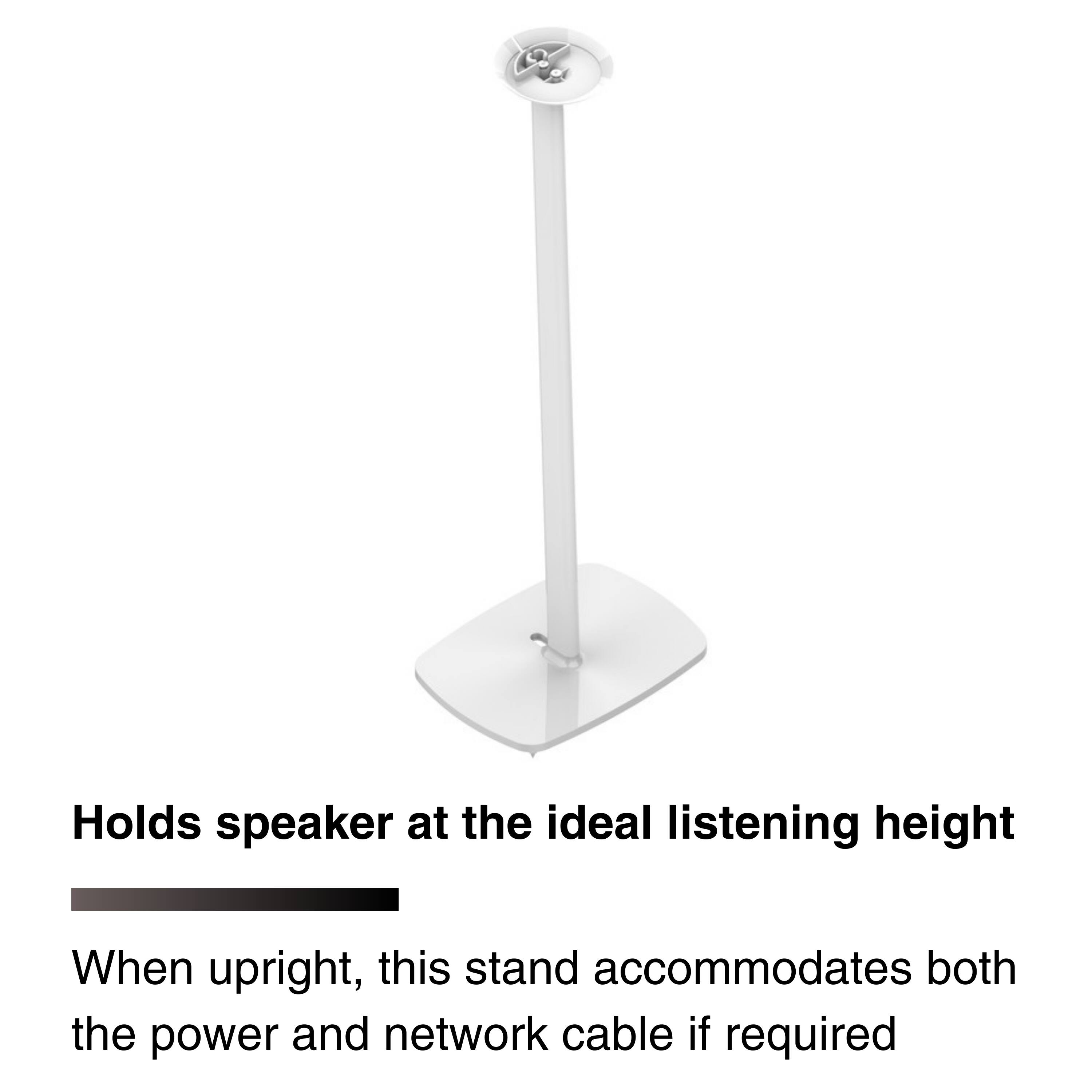 Holds speaker at the ideal listening height

When upright, this stand accommodates both the power and network cable if required