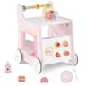 Costway - Wooden Baby Walker Ice Cream Cart Toy with Sweet Accessories & Smooth Wheels - Pink