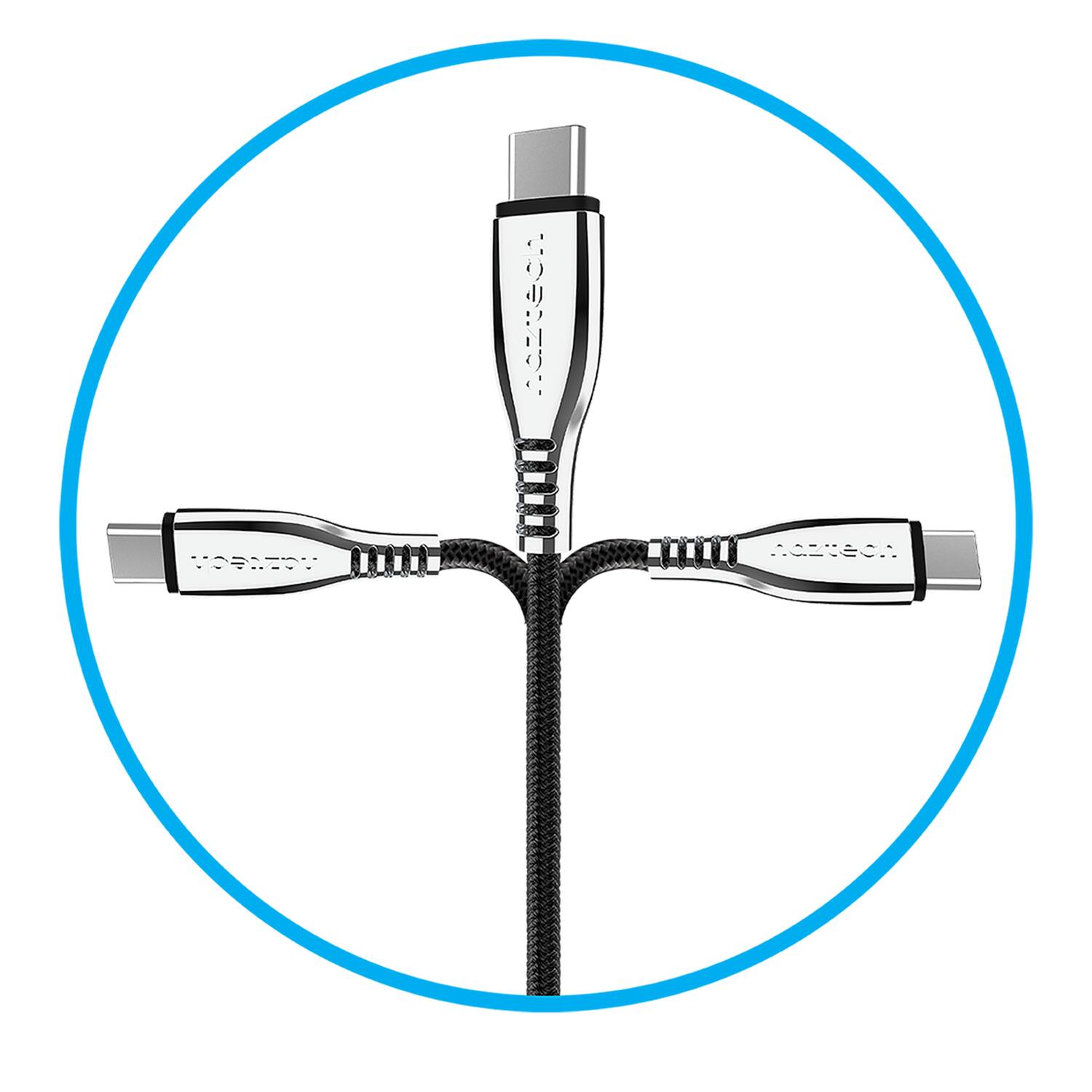 Back. Naztech - Naztech 15499 6-ft. Titanium Usb To Usb-c Braided Cable (black) - black.