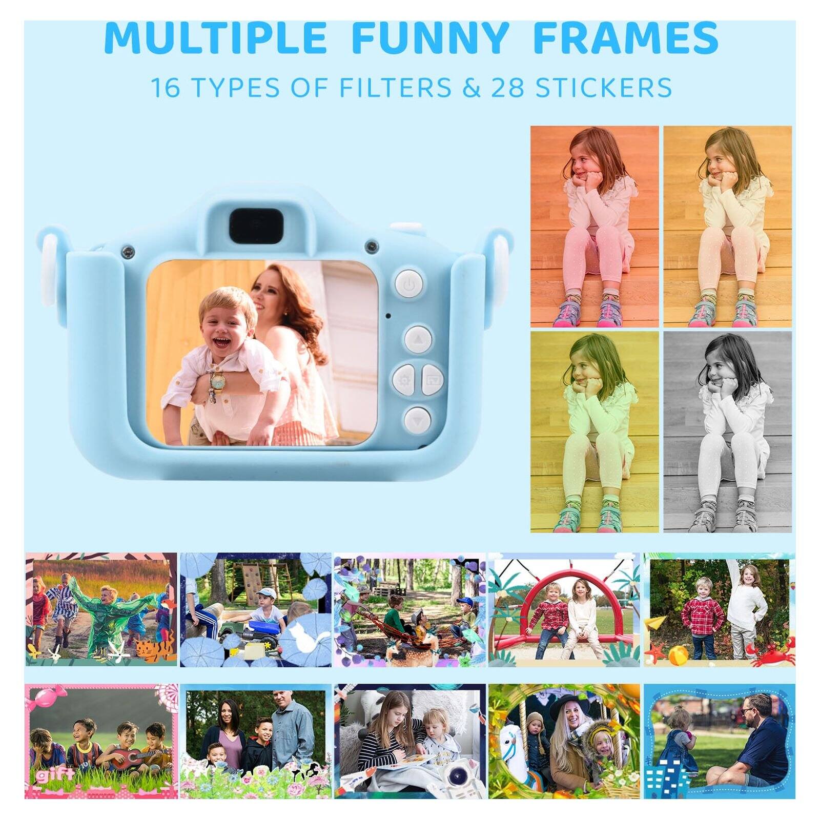Wisairt Kids Camera with 32GB SD Card, 1080P Dual Lens Toy Camera with ...