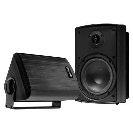 Front. Gemini - GHSI Series GHSI-W650BT-PR Outdoor Bluetooth 300-Watt-Peak Speaker Set with Mounting Brackets and Remote, 2 Count - Black.