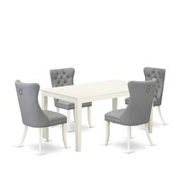 East West Furniture - 5 Piece Kitchen Table Set for 4 Consists of a Rectangle Dining Table - White