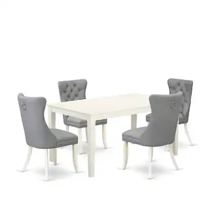 Front. East West Furniture - 5 Piece Kitchen Table Set for 4 Consists of a Rectangle Dining Table - White.