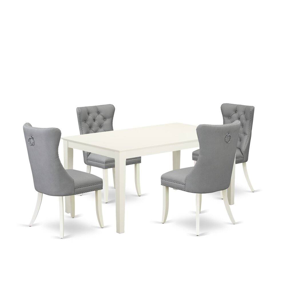 Front. East West Furniture - 5 Piece Kitchen Table Set for 4 Consists of a Rectangle Dining Table - White.
