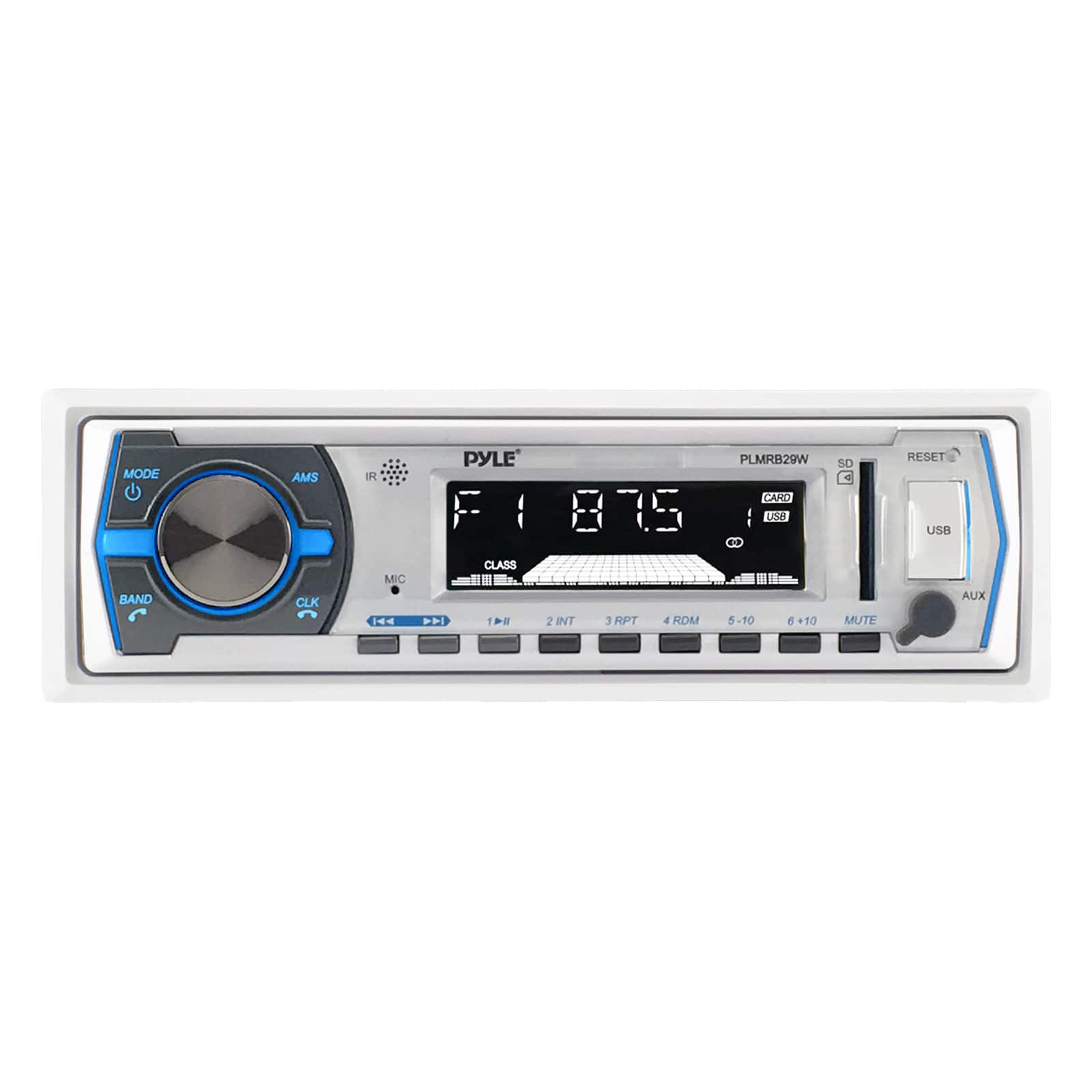 PylePro - Pyle PLMRB29W Marine Single DIN Bluetooth Marine MP3 In-Dash Stereo Receiver w/ Remote Control (White)