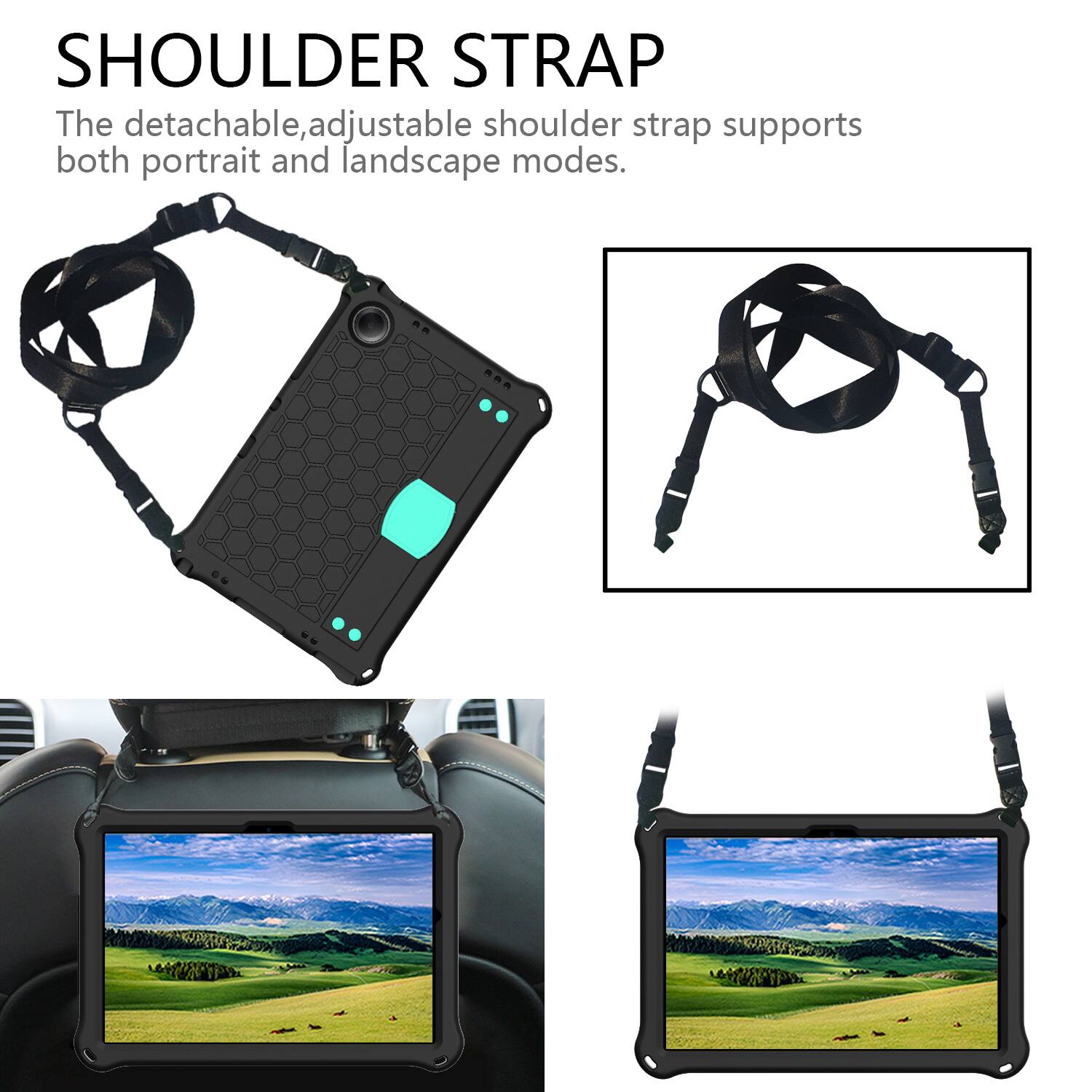 SHOULDER STRAP

The detachable, adjustable shoulder strap supports both portrait and landscape modes.