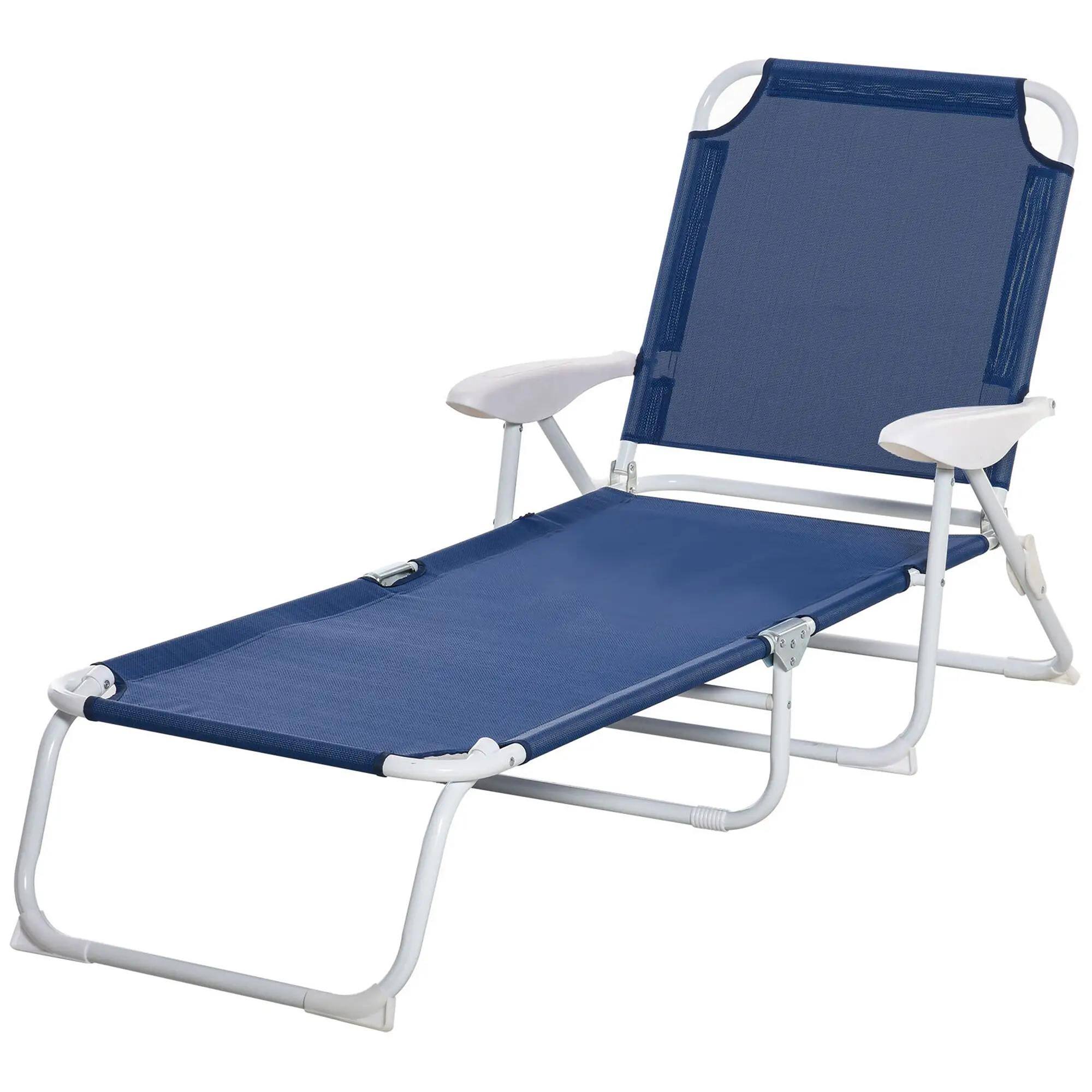 Angle. Resenkos - Resenkos Folding Lounge Chair, Portable Outdoor Chaise Lounge, Sun Tanning Chair With 4-Position Reclining Back, Blue - Blue.