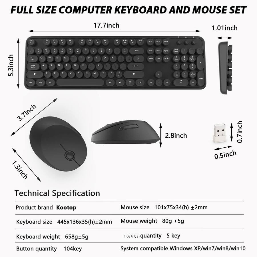 COTTAGE And Mouse Combo Cute Full Size 104 key Typewriter Retro Round ...