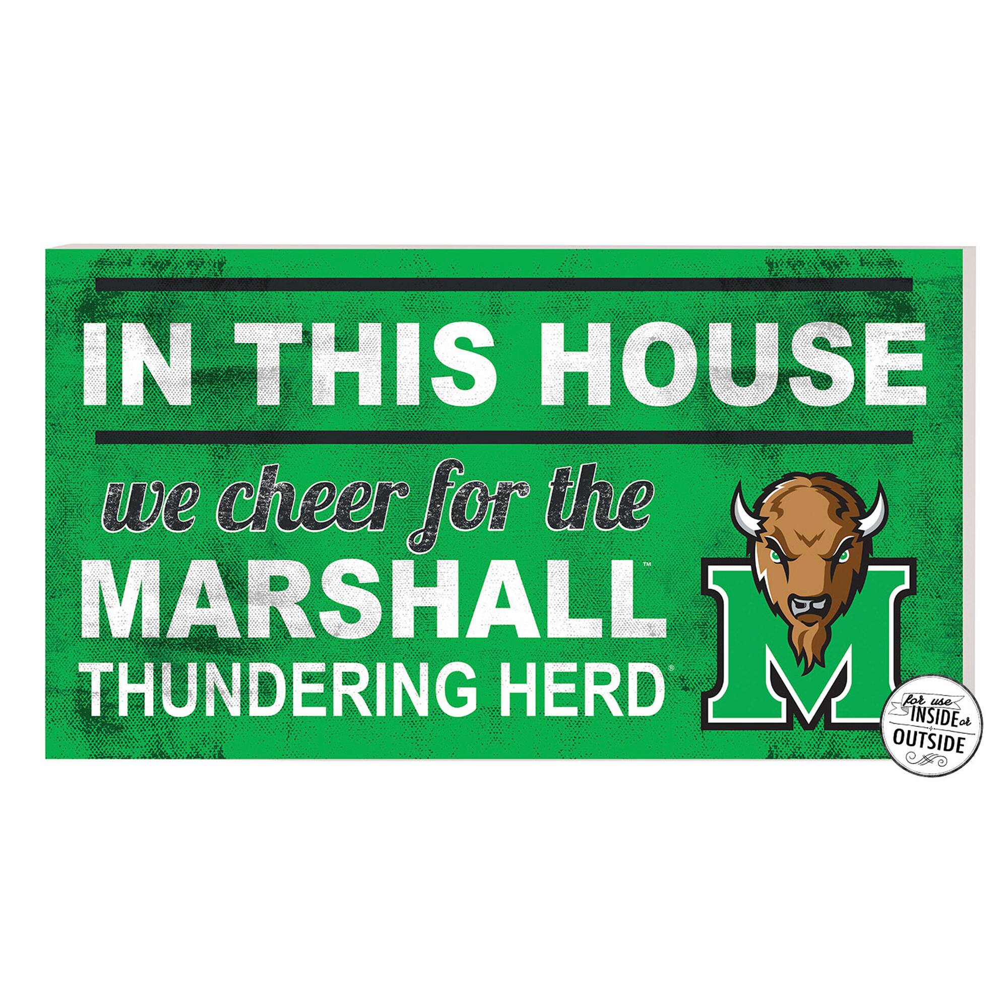 Green Marshall Thundering Herd 11'' x 20'' Indoor/Outdoor In This House Sign