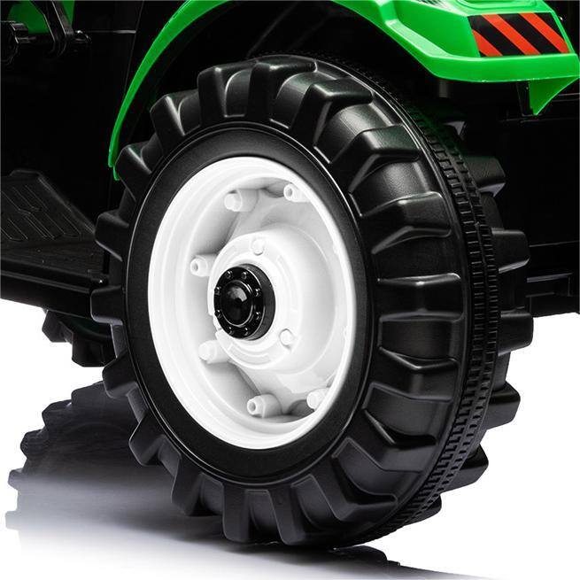 Alt View 8. BreeBe - 24V Kids Ride-On Tractor with Parent Remote, Pedal Tractor, Working Loader & Backhoe, Electric Vehicle with Trailer - Green.