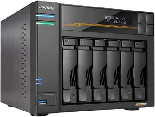 Asustor - Lockerstor 6 Gen3 AS6806T 6 Bay NAS, AMD Ryzen Quad-Core 3.8GHz Network Attached Storage (Diskless)