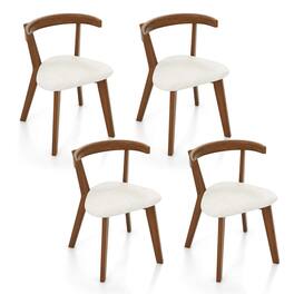 Costway - Space-Saving Wood Upholstered Dining Chair Set of 4 with Padded Seat & Curved Back - Walnut,White