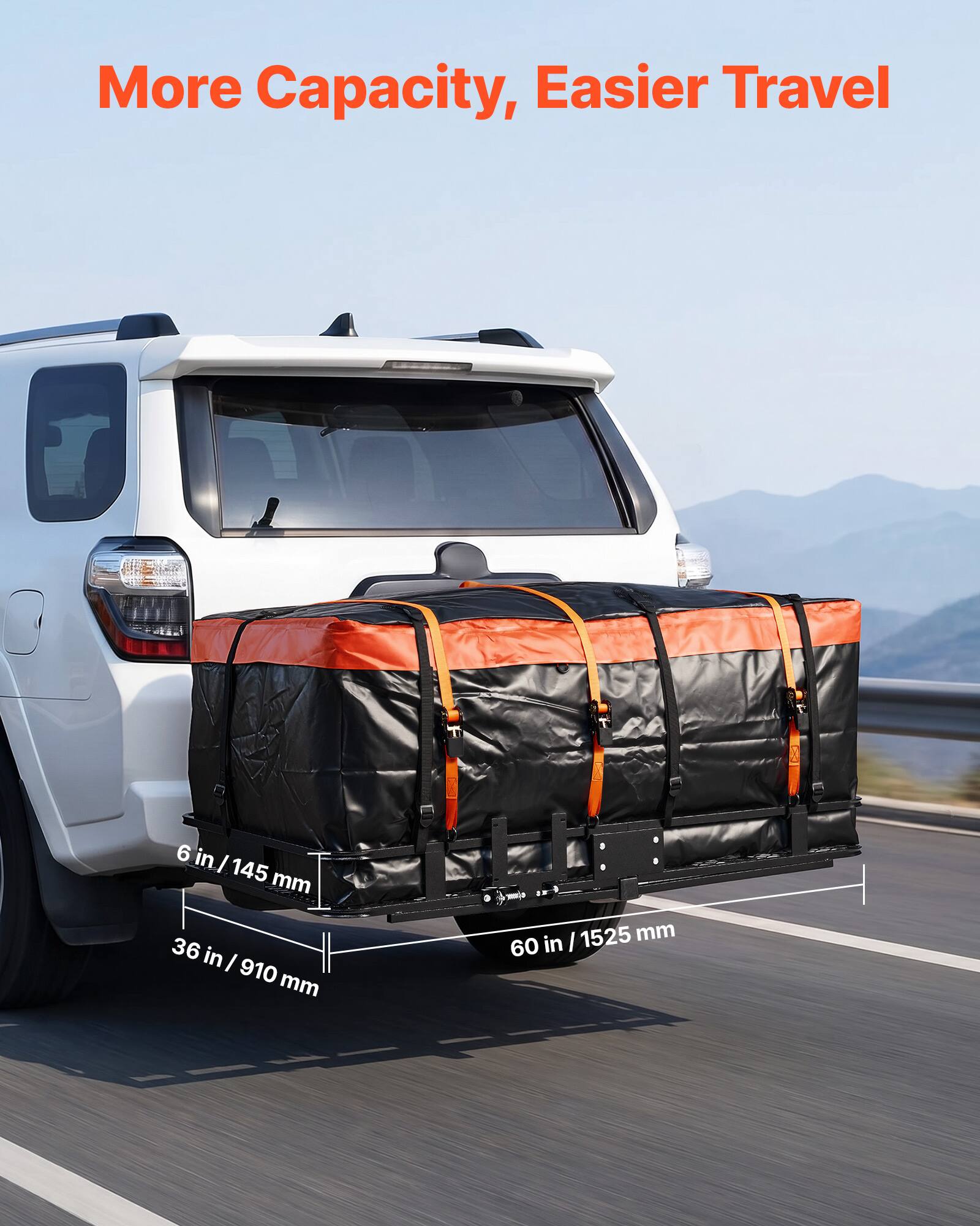 More Capacity, Easier Travel

6 in / 145 mm

36 in / 910 mm

60 in / 1525 mm