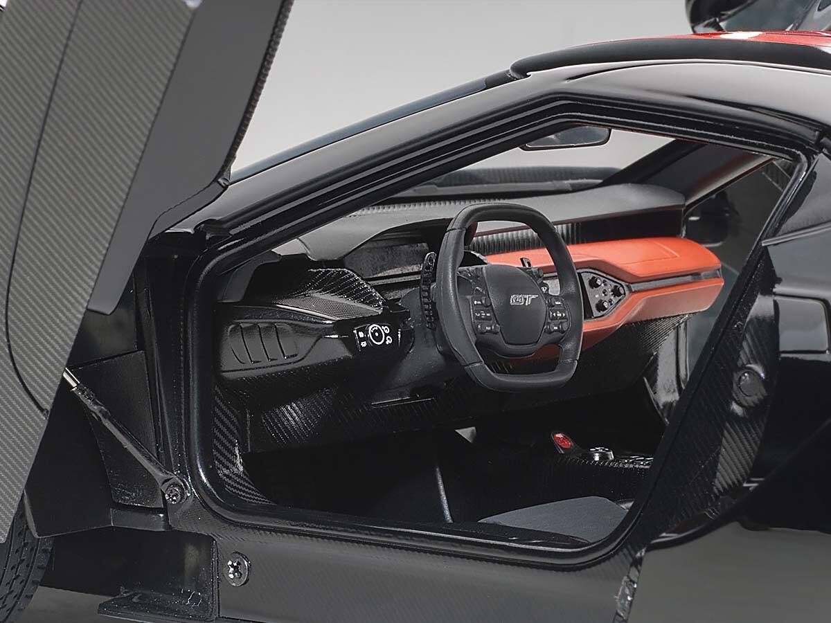 Alt View 2. Autoart - 2017 Ford GT Shadow Black with Orange Stripes 1/18 Model Car by Autoart.