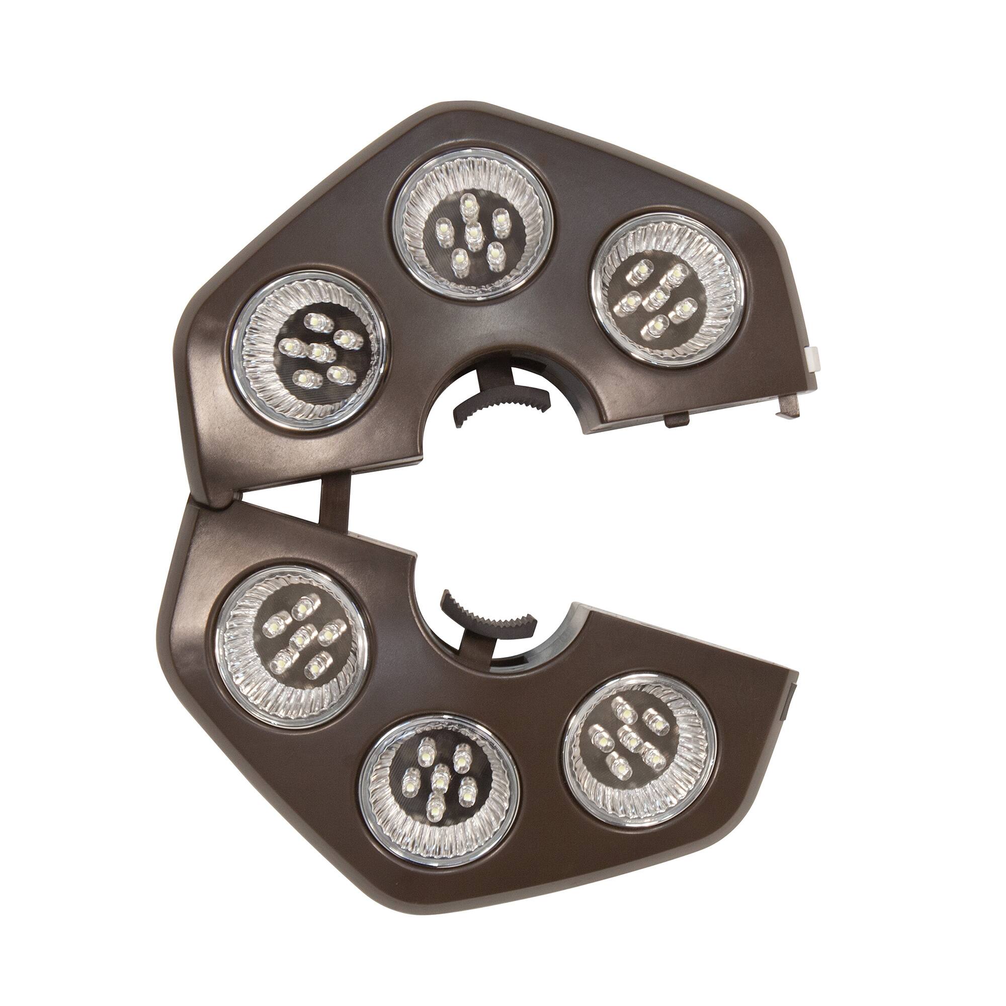 Left. Mondawe - 8.56" Hexagon Umbrella Light 36 LED Lights - Bronze.