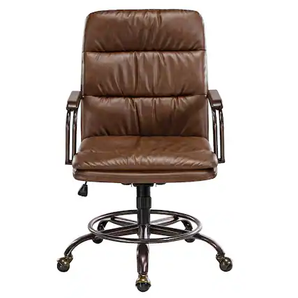 Front. Eureka Ergonomic - PU Leather Home Office Chair Ergonomic Desk Chair - Brown.