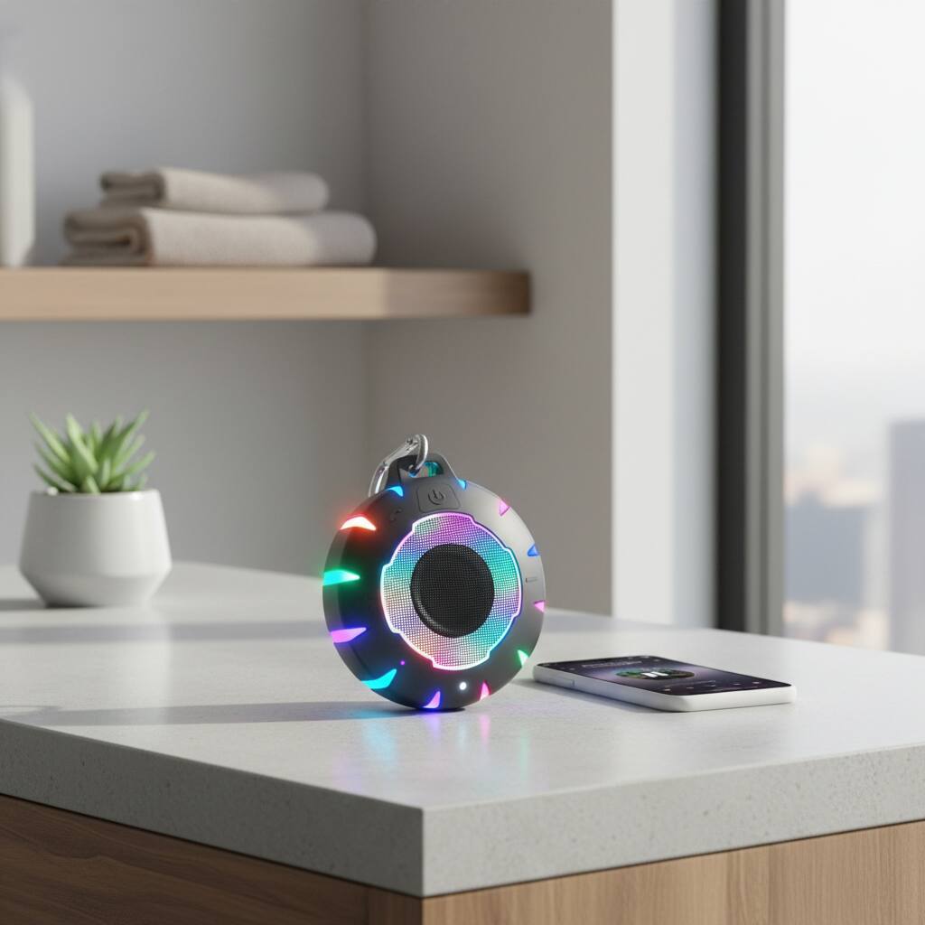 Back. Dazzed Corner - Durable Waterproof Bluetooth Shower Speaker - Black.