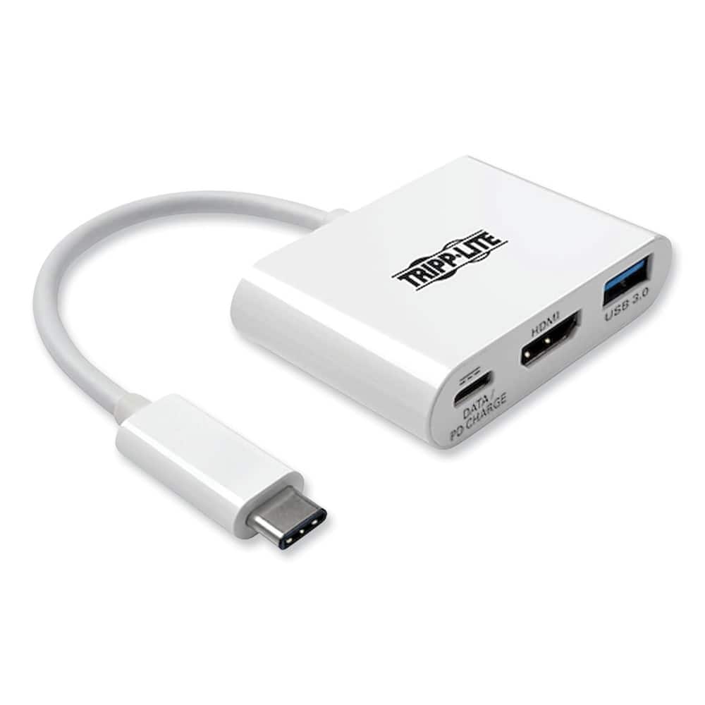 Tripp Lite - U444-06N-H4U-C 3 in. USB-A/USB-C PD Charging Ports USB 3.1 Gen 1 USB-C to HDMI 4K Adapter - White