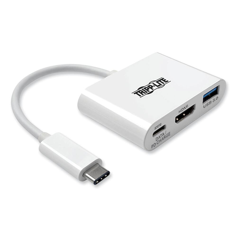 Tripp Lite - U444-06N-H4U-C 3 in. USB-A/USB-C PD Charging Ports USB 3.1 Gen 1 USB-C to HDMI 4K Adapter - White