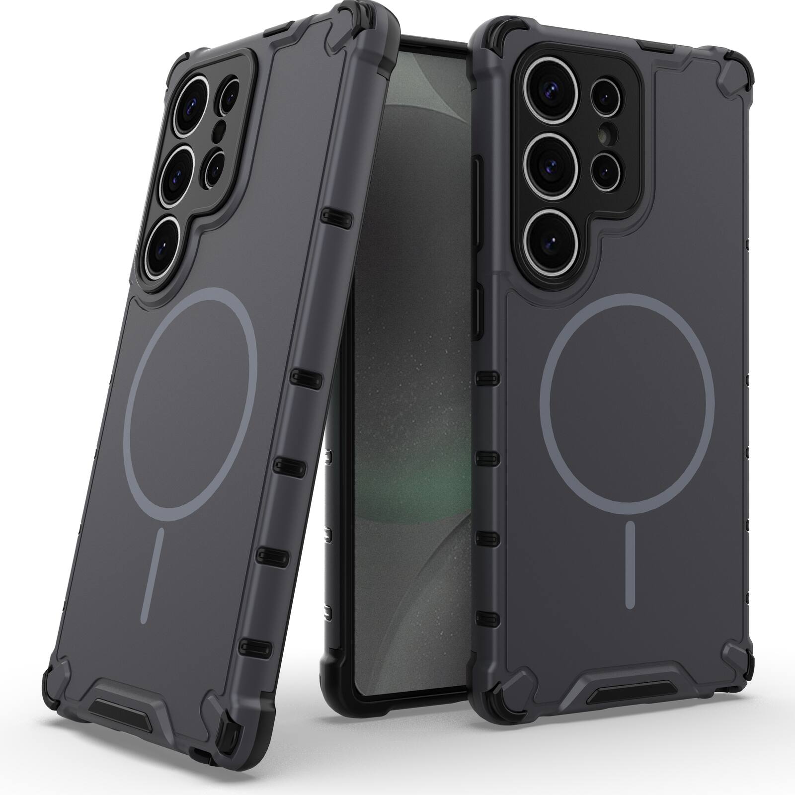 Angle. UUCOVER - Magnetic Case for Samsung Galaxy S25 Ultra, Compatible with MagSafe, Shockproof Drop-proof Slim Heat Dissipation Cover - Gray.