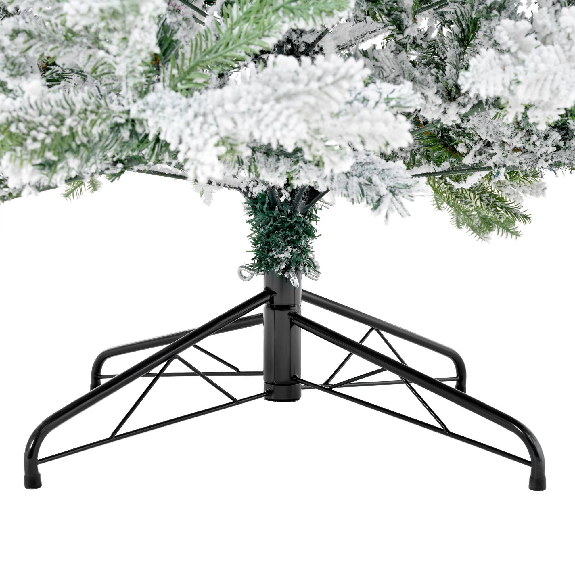 Alt View 6. Ecooso - Premium 7FT Snow Flocked Hinged Artificial Christmas Fake Spruce with Fluffy Branch White Snow Tips and Metal Stand - White.