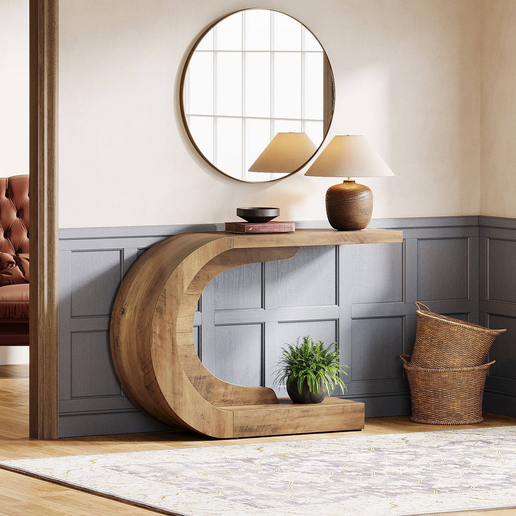 Tribesigns Console Table with Engineered Wood Construction and Space ...