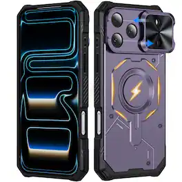 UUCOVER - Magnetic Case for iPhone 17 Pro Max,Shockproof TPU+PC Case Compatible with MagSafe Rugged Sliding Lens Cover - Lightpurple