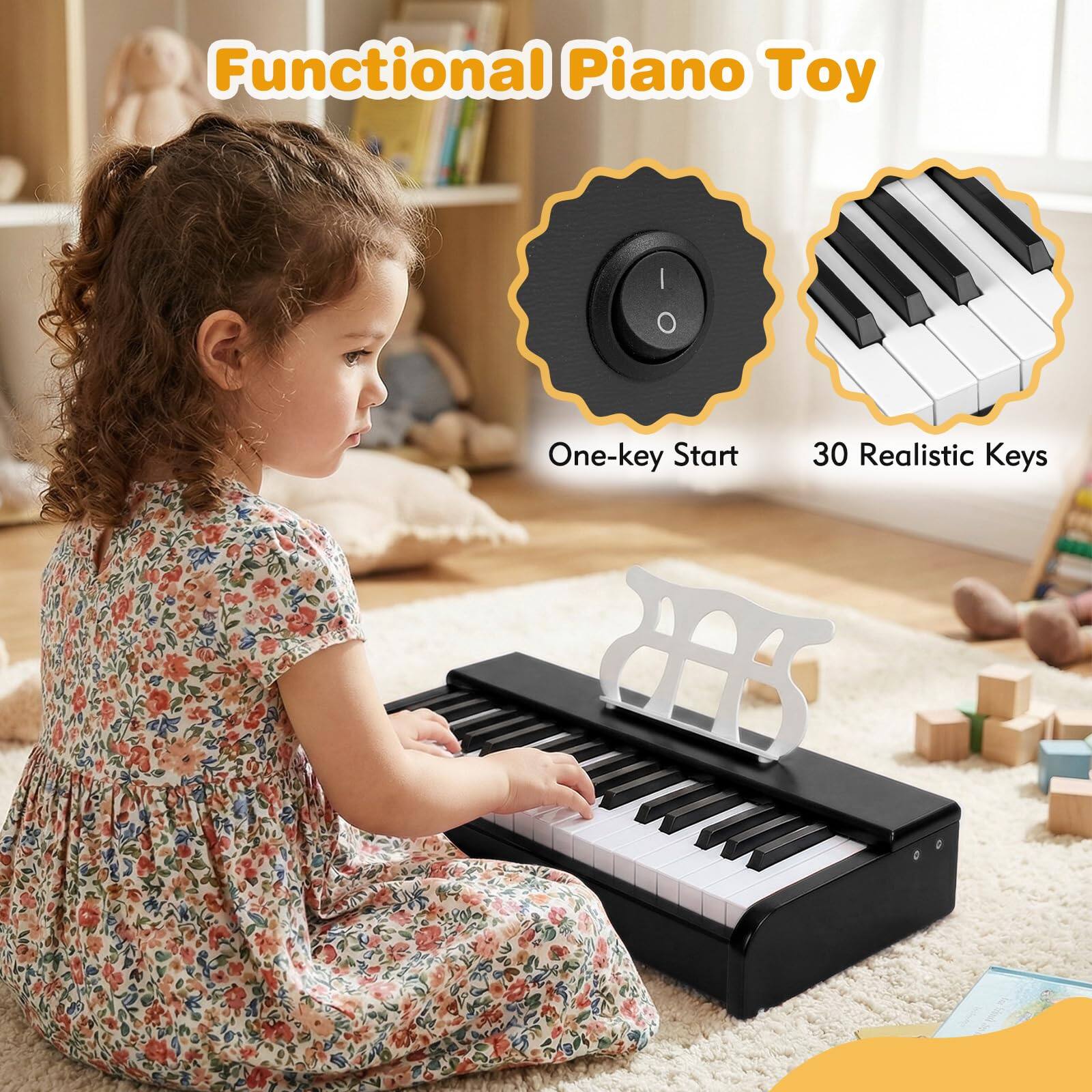Functional Piano Toy  
One-key Start  
30 Realistic Keys