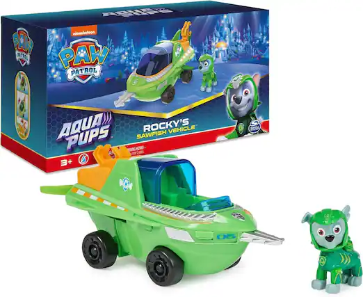PAW PATROL PAW PATROL
AQUA PUPS ROCKY'S SAWFISH VEHICLE
Under 3 years. parts 3+
SPIN MASTER
