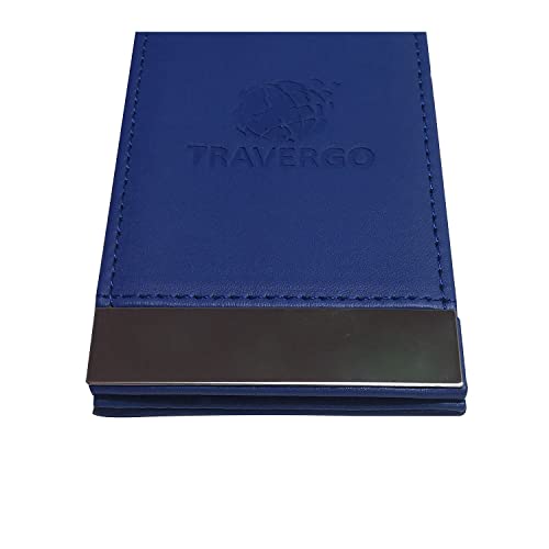 Alt View 5. Go Green Power Inc. - Luggage Tags 2-Pack, Magnetic PU Leather ID Tags, ID Card Insert, Engravable Metal Plate, TR1260BL - Blue.