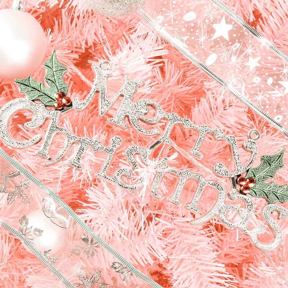 Alt View 4. VAVSEA - 6 ft Pink Unlit Artificial Christmas Tree, 1000 Tips Christmas Pine Tree with Metal Stand for Holiday Decor - Pink.